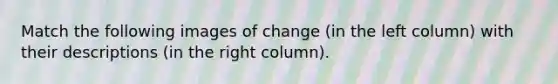 Match the following images of change (in the left column) with their descriptions (in the right column).