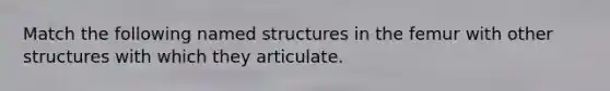 Match the following named structures in the femur with other structures with which they articulate.