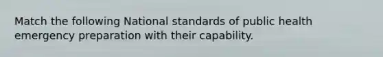 Match the following National standards of public health emergency preparation with their capability.