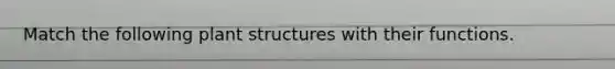 Match the following plant structures with their functions.