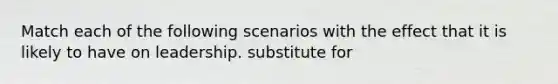 ​Match each of the following scenarios with the effect that it is likely to have on leadership. substitute for