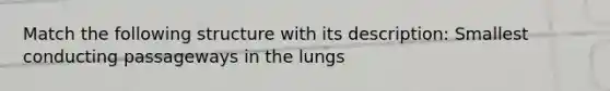 Match the following structure with its description: Smallest conducting passageways in the lungs