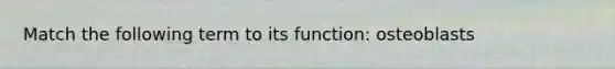 Match the following term to its function: osteoblasts