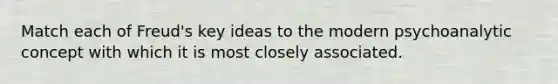 Match each of Freud's key ideas to the modern psychoanalytic concept with which it is most closely associated.