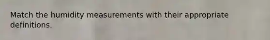 Match the humidity measurements with their appropriate definitions.