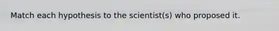 Match each hypothesis to the scientist(s) who proposed it.