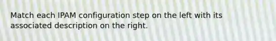 Match each IPAM configuration step on the left with its associated description on the right.