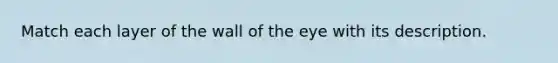 Match each layer of the wall of the eye with its description.