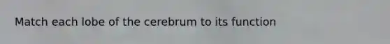 Match each lobe of the cerebrum to its function