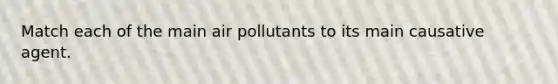 Match each of the main air pollutants to its main causative agent.