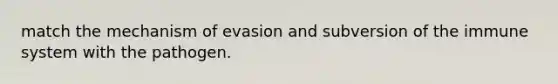 match the mechanism of evasion and subversion of the immune system with the pathogen.