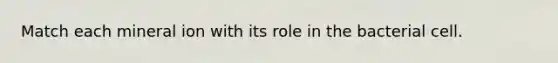 Match each mineral ion with its role in the bacterial cell.