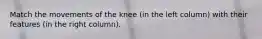 Match the movements of the knee (in the left column) with their features (in the right column).