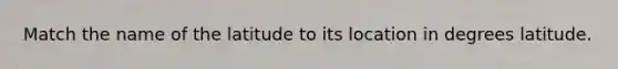 Match the name of the latitude to its location in degrees latitude.