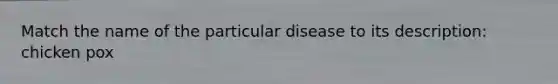 Match the name of the particular disease to its description: chicken pox