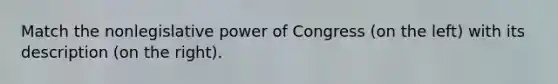 Match the nonlegislative power of Congress (on the left) with its description (on the right).