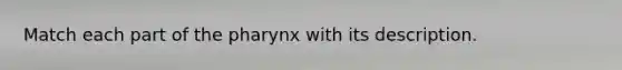 Match each part of the pharynx with its description.