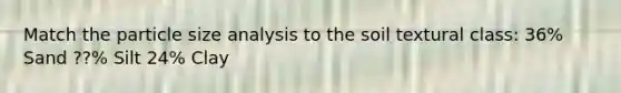 Match the particle size analysis to the soil textural class: 36% Sand ??% Silt 24% Clay