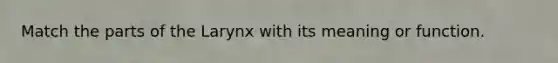 Match the parts of the Larynx with its meaning or function.