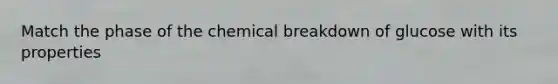 Match the phase of the chemical breakdown of glucose with its properties