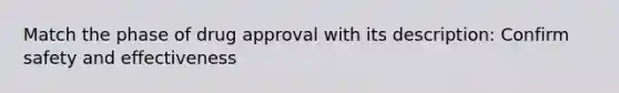 Match the phase of drug approval with its description: Confirm safety and effectiveness