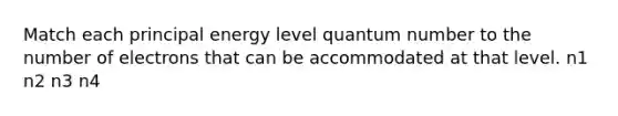 Match each principal energy level quantum number to the number of electrons that can be accommodated at that level. n1 n2 n3 n4