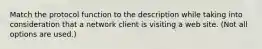 Match the protocol function to the description while taking into consideration that a network client is visiting a web site. (Not all options are used.)