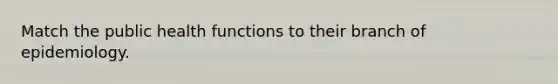 Match the public health functions to their branch of epidemiology.