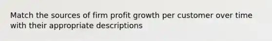 Match the sources of firm profit growth per customer over time with their appropriate descriptions