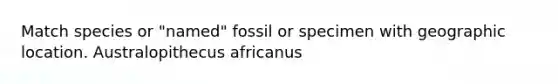 Match species or "named" fossil or specimen with geographic location. Australopithecus africanus