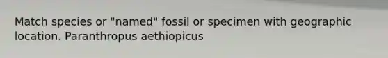 Match species or "named" fossil or specimen with geographic location. Paranthropus aethiopicus