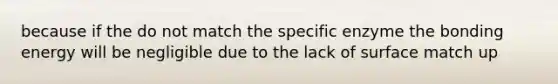 because if the do not match the specific enzyme the bonding energy will be negligible due to the lack of surface match up