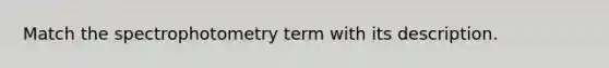 Match the spectrophotometry term with its description.