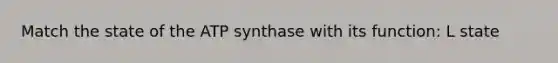 Match the state of the ATP synthase with its function: L state