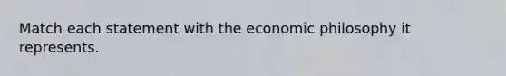 Match each statement with the economic philosophy it represents.