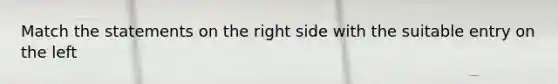 Match the statements on the right side with the suitable entry on the left