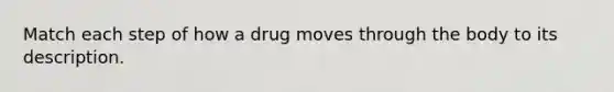 Match each step of how a drug moves through the body to its description.