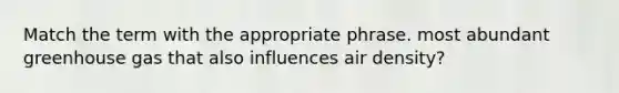 Match the term with the appropriate phrase. most abundant greenhouse gas that also influences air density?