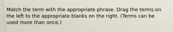 Match the term with the appropriate phrase. Drag the terms on the left to the appropriate blanks on the right. (Terms can be used more than once.)