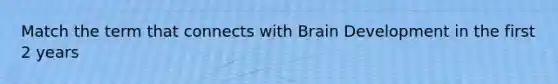 Match the term that connects with Brain Development in the first 2 years