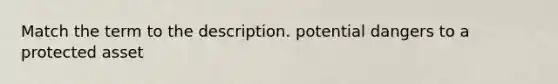 Match the term to the description. potential dangers to a protected asset