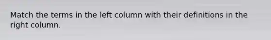 Match the terms in the left column with their definitions in the right column.