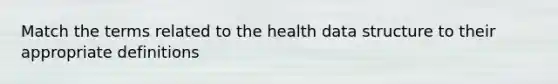 Match the terms related to the health data structure to their appropriate definitions