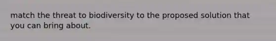 match the threat to biodiversity to the proposed solution that you can bring about.