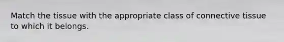 Match the tissue with the appropriate class of connective tissue to which it belongs.