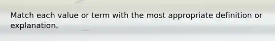 Match each value or term with the most appropriate definition or explanation.