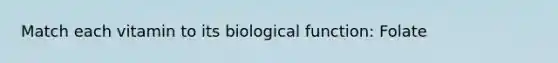 Match each vitamin to its biological function: Folate