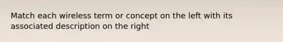 Match each wireless term or concept on the left with its associated description on the right