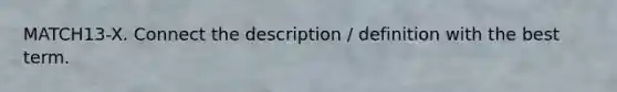 MATCH13-X. Connect the description / definition with the best term.