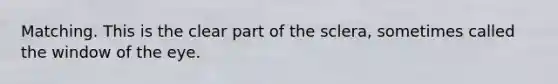 Matching. This is the clear part of the sclera, sometimes called the window of the eye.